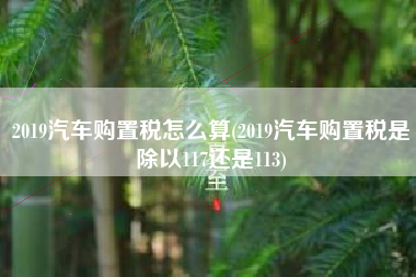 2019汽车购置税怎么算(2019汽车购置税是除以117还是113) 2019汽车购置税怎么算(2019汽车购置税是除以117还是113)