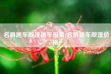 名爵跑车敞篷跑车报价(名爵跑车敞篷价格) 名爵跑车敞篷跑车报价(名爵跑车敞篷价格)