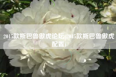 2015款斯巴鲁傲虎论坛(2015款斯巴鲁傲虎配置)
