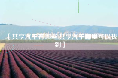 【共享汽车有哪些,共享汽车哪里可以找到】