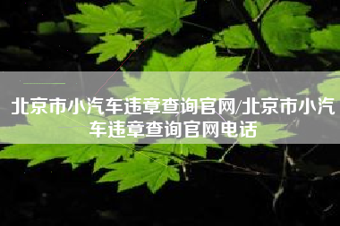 北京市小汽车违章查询官网/北京市小汽车违章查询官网电话